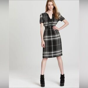 Burberry Brit Grey Nova Check Tie-Neck Dress